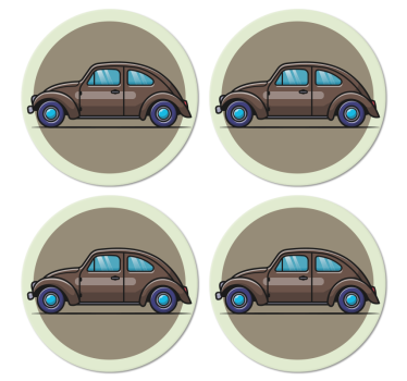 Vintage podstawka pod kubek ilustracja samochodu retro - TenStickers