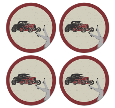Vintage podstawka pod kubek ognisty hot rod - TenStickers