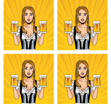 Podkładka pod piwo wesoła kobieta z piwem - TenStickers