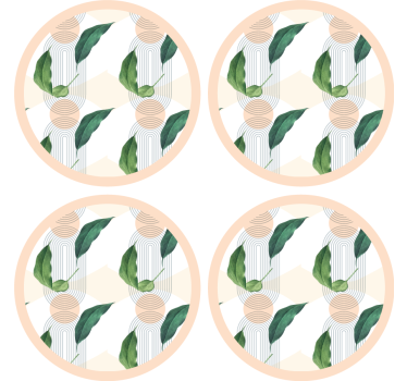 Nowoczesna podkładka pod kubek wzór liściasty geometryczny - TenStickers