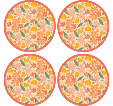 Podkładka pod kubek z wzorami w kwiaty okrągła - TenStickers
