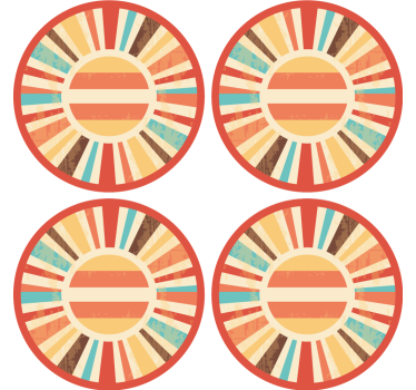 Podstawka pod kubek vintage Kolorowe retro promienie słońca - TenStickers