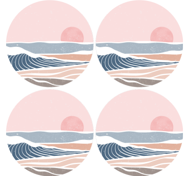Podkładka pod kubek z wzorami delikatne fale i wschód słońca - TenStickers