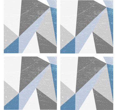 Geometryczna podstawka pod kubek w Szare i niebieskie trójkąty - TenStickers