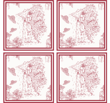 Podstawka pod kubek Francuski wzór vintage w kolorze czerwonym - TenStickers