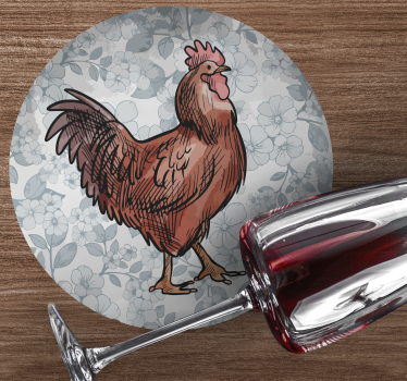 Nowoczesna podkładka pod kubek ilustracja kwiatowej kury - TenStickers