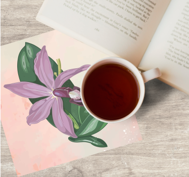 Nowoczesna podkładka pod kubek kwiat eleganckiej orchidei - TenStickers