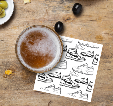 Nowoczesna podkładka pod kubek wzory z konturami sneakersów - TenStickers