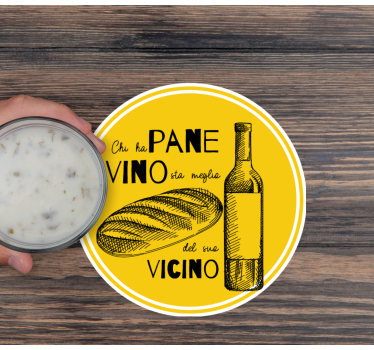 Personalizowana podkładka pod kubek butelka wina i chleb - TenStickers