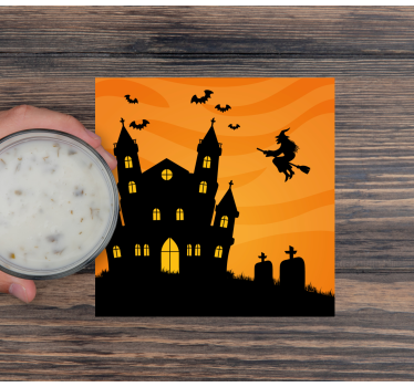 Podkładka pod kubek halloween sylwetka nawiedzonego domu - TenStickers