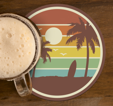 Podkładka pod kubek retro surf palmy - TenStickers