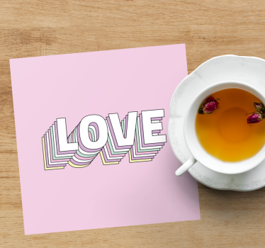 Podkładka pod kubek z tekstem różowa miłość typografia - TenStickers
