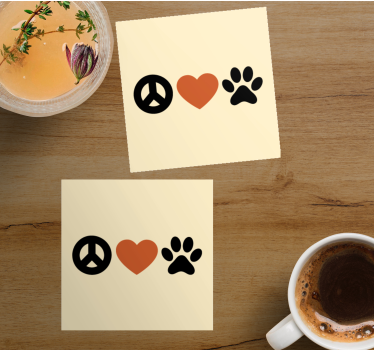 Podkładka pod kubek z tekstem pokój miłość zwierzęta - TenStickers