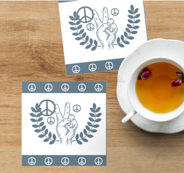 Podkładka pod kubek z tekstem symbol pokoju i zwycięstwa - TenStickers