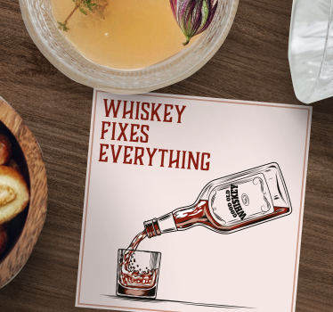 Podkładka pod kubek z tekstem wizualizacja nalewania whisky - TenStickers