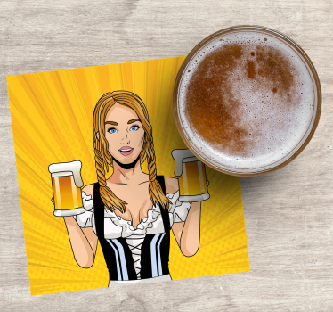 Podkładka pod piwo wesoła kobieta z piwem - TenStickers