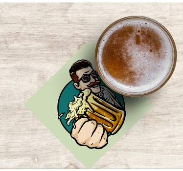 Podkładka pod piwo z wąsami i kuflem - TenStickers