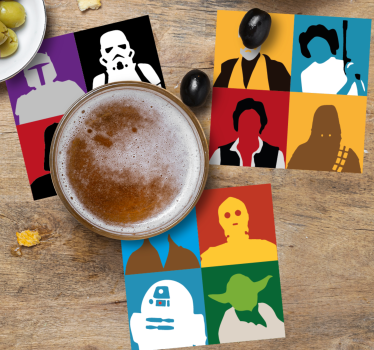 Podstawka pod kubek geek sylwetki ikonowych postaci - TenStickers