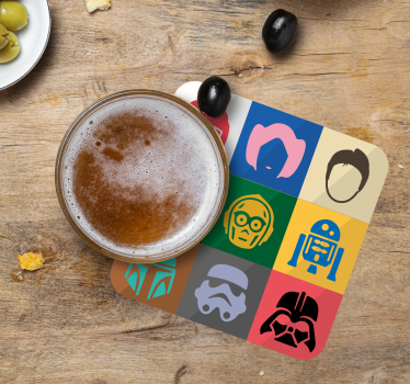 Podstawka pod kubek geek z ikonami postaci - TenStickers