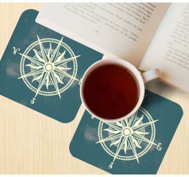 Podstawka pod kubek vintage Kompas na mapie świata - TenStickers