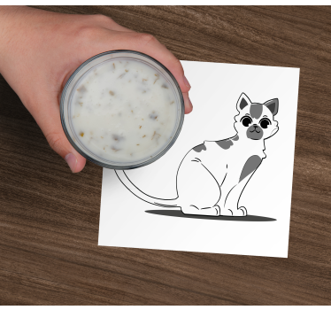 Podstawka pod kubek vintage Narysowany kot - TenStickers