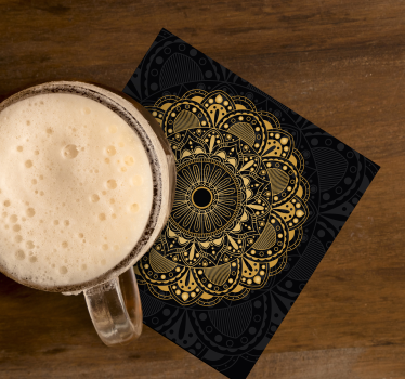 Podstawka pod kubek vintage złota Mandala - TenStickers