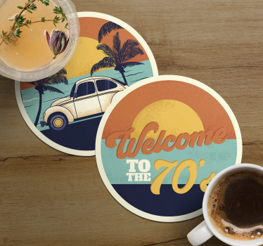 Vintage podkładki pod kubek Witamy w latach 70-tych - TenStickers