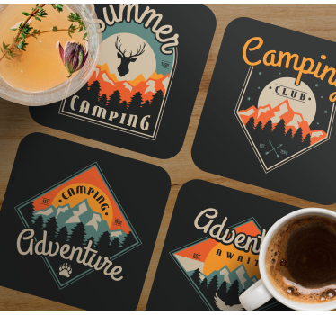 Vintage podstawka pod kubek grafika z przygód campingowych - TenStickers
