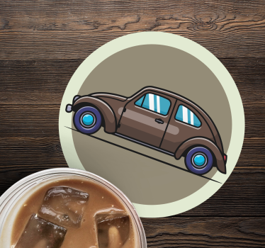 Vintage podstawka pod kubek ilustracja samochodu retro - TenStickers