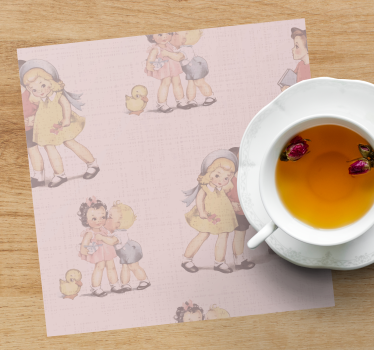 Vintage podstawka pod kubek z radosnymi ilustracjami dzieci - TenStickers