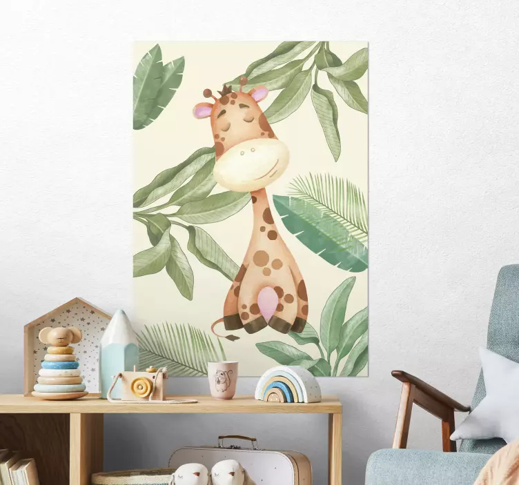 Plakat do pokoju dziecka żyrafa dżunglowa - TenStickers