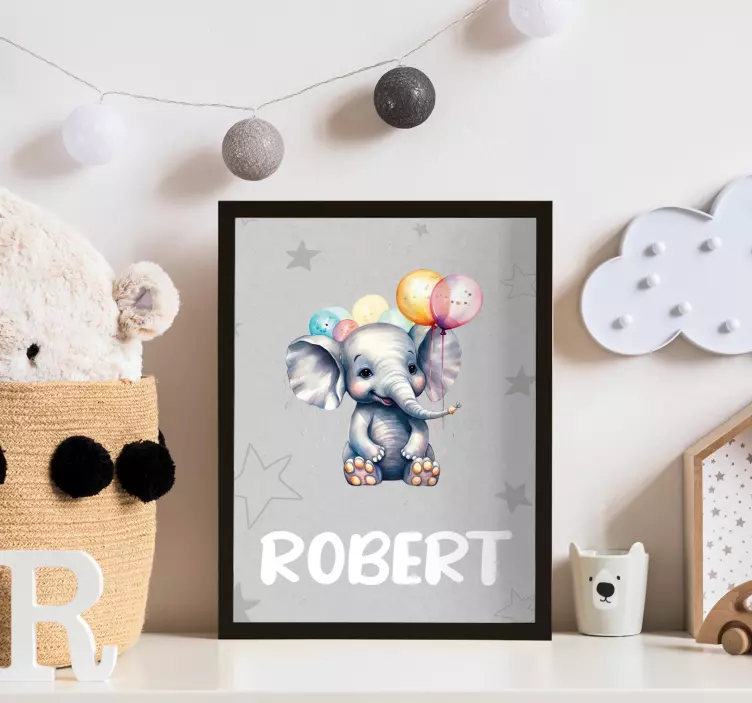 Plakat inne zwierzęta słoniątko z balonami - TenStickers