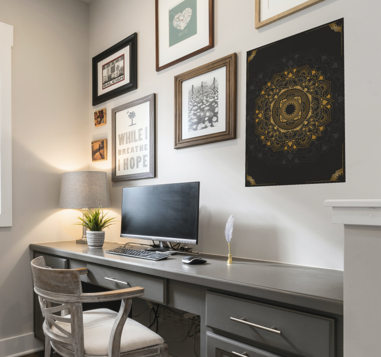 Czarny plakat motyla mandali - TenStickers