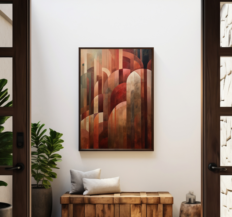 Plakat art deco czerwone kształty - TenStickers