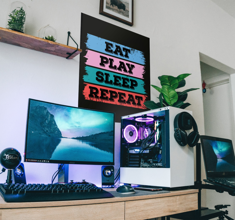 Plakat dla nastolatka gra jeść spać - TenStickers