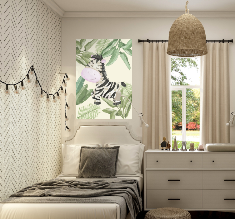 Plakat do pokoju dziecka zebra dżunglowa - TenStickers