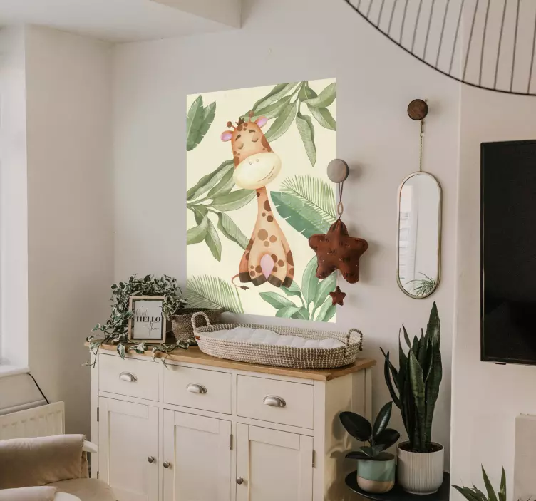 Plakat do pokoju dziecka żyrafa dżunglowa - TenStickers