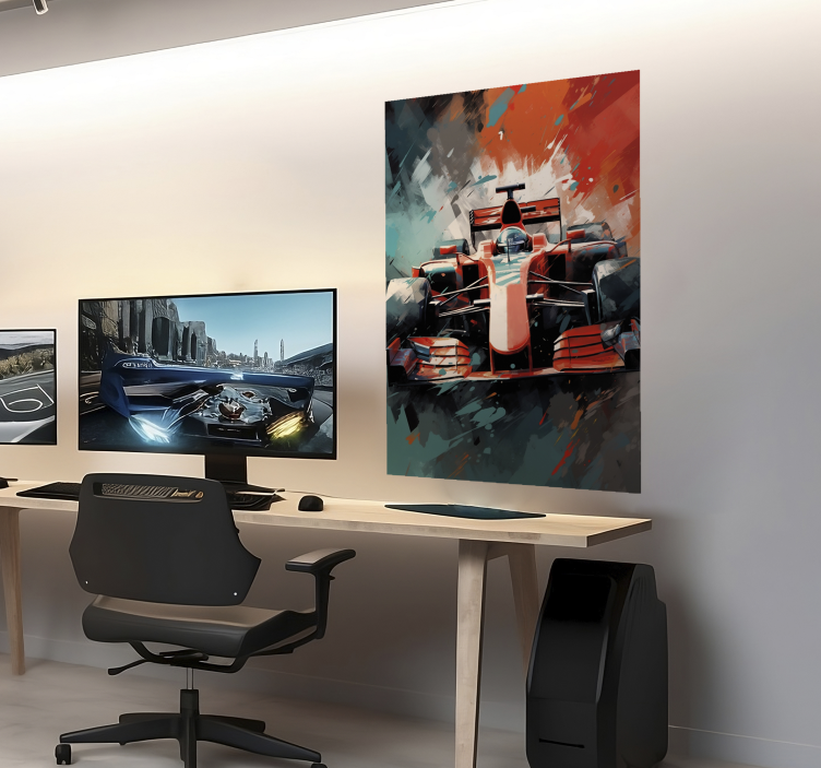 Formuła 1 plakat w czerwony samochód - TenStickers