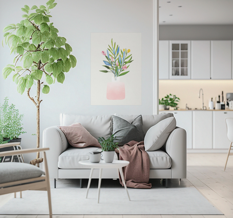 Plakat minimalistyczny kwiaty w donicy - TenStickers