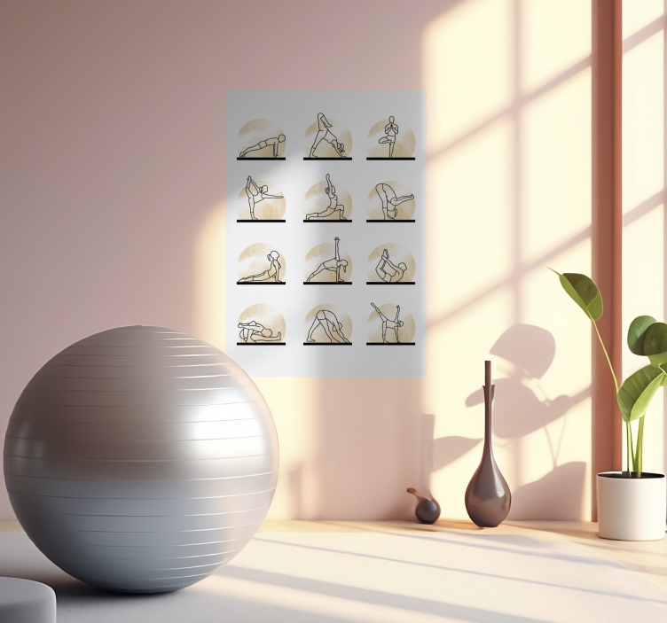 Dekoracja ścienna różne pozycje jogi - TenStickers