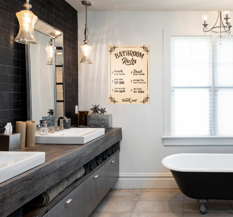 Zasady łazienki vintage plakat - TenStickers