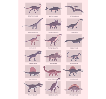 plakat dinozaury różne typy - TenStickers