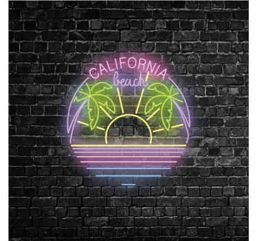 Plakat miasta i państwa neonowy napis california beach - TenStickers