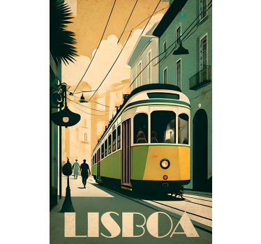 Plakat miasta i państwa - ilustracja vintage lizbony - TenStickers