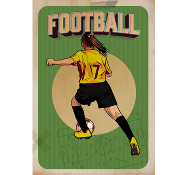 Plakat retro piłki nożnej kobiet - TenStickers