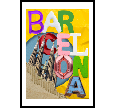 Nowoczesny plakat do salonu kolaż Barcelona - TenStickers