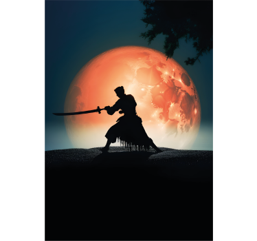 plakat młodzieżowy podświetlany samuraj - TenStickers