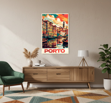 Plakat miasta i państwa oporto w stylu vintage - TenStickers