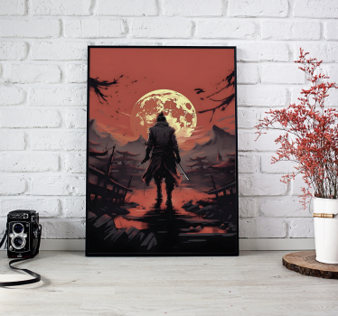 plakat młodzieżowy sylwetka wojownika anime - TenStickers