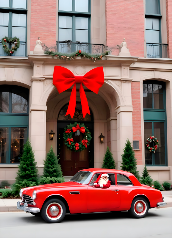 Plakat Boże narodzenie samochód zimą - TenStickers